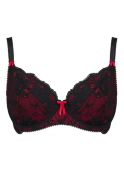 Amour Non Padded Bra - Black/Scarlet -Curve by Lingerie 229351 20230522125600