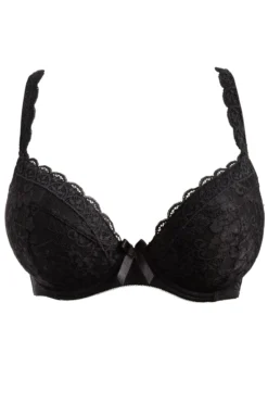 Rebel Padded Plunge Bra - Black -Curve by Lingerie 232728 20230613171500