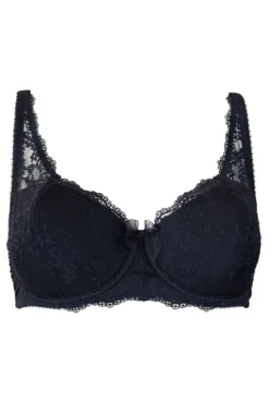 Flora Lightly Padded Underwired Bra - Black -Curve by Lingerie 236331 20230405163100