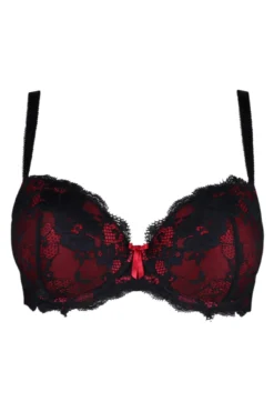 Amour Padded Balconette Bra - Black/Scarlet -Curve by Lingerie 236678 20230830165400