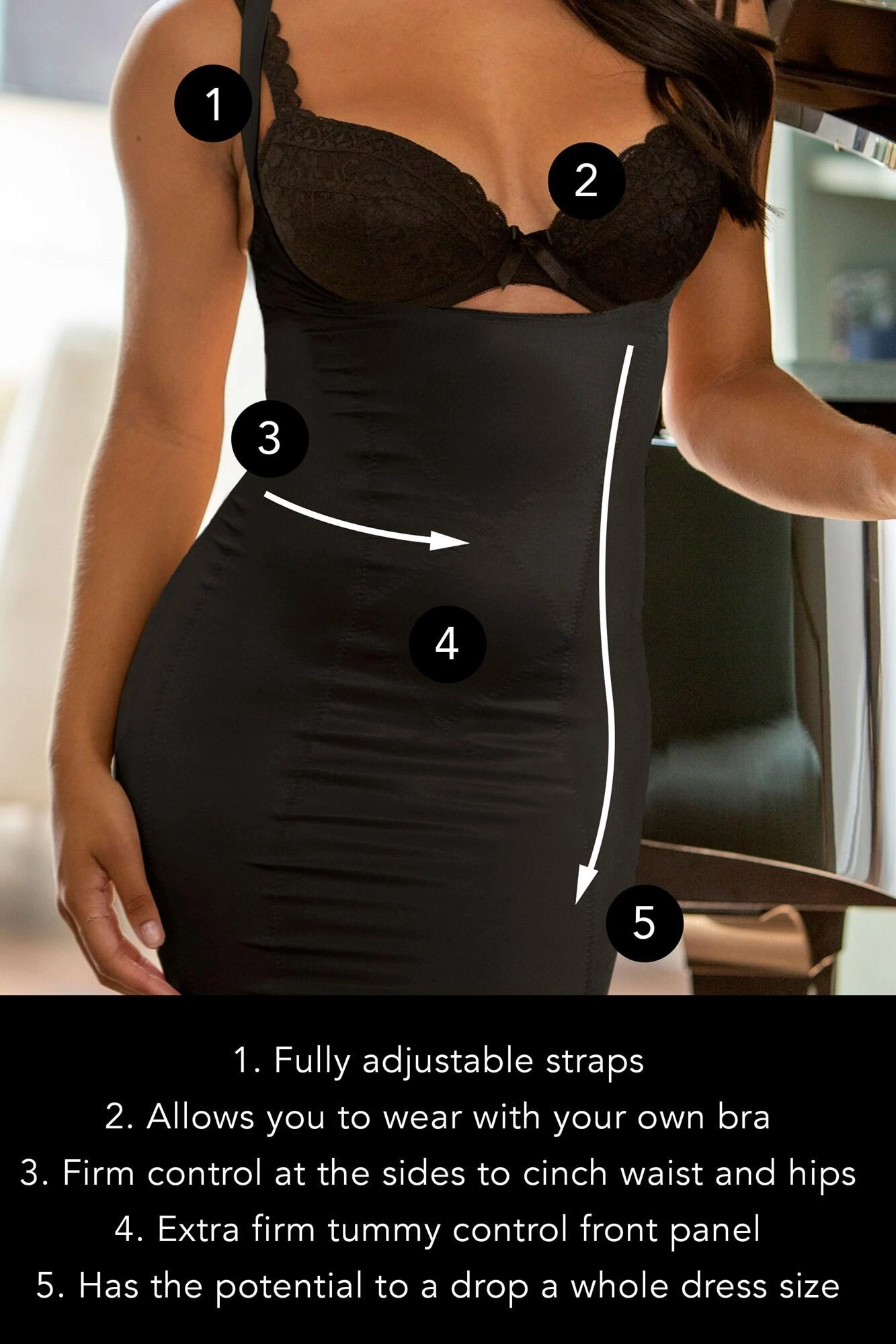 Hourglass Firm Control Wear Your Own Bra Slip - Black 4 Hourglass Firm Control Wear Your Own Bra Slip - Black - Image 4