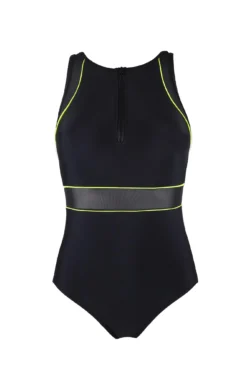 Energy Chlorine Resistant High Neck Zip Front Swim - Black -Curve by Lingerie 238052 20220819161300