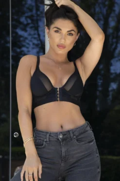 India Front Fastening Underwired Bralette - Black -Curve by Lingerie 239192 20230104144400