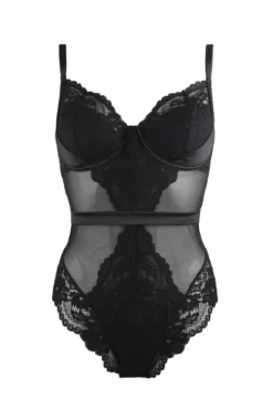 Satin Luxe And Lace Underwired Body - Black -Curve by Lingerie 239352 20221027101800