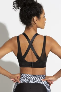 Energy Infinite Double Strap Lightly Padded Convertible Sports Bra - Black -Curve by Lingerie 239538 20211209154000