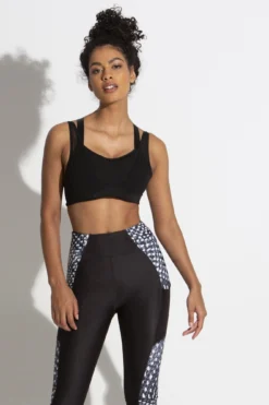 Energy Infinite Double Strap Lightly Padded Convertible Sports Bra - Black -Curve by Lingerie 239539 20211209154000