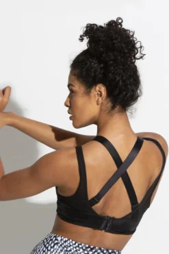 Energy Infinite Double Strap Lightly Padded Convertible Sports Bra - Black -Curve by Lingerie 239540 20211209154000