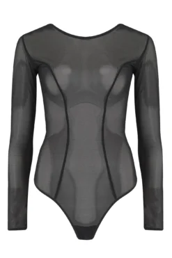 Make A Scene Long Sleeve Mesh Body - Black -Curve by Lingerie 239593 20201126155200