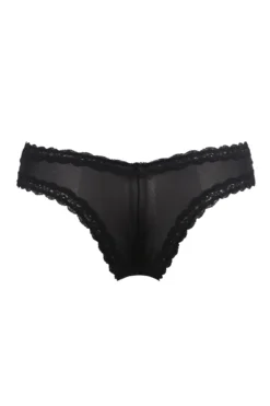 Luxe Linear V Shaped Brazilian Brief - Black/Blush -Curve by Lingerie 239785 20230425134800