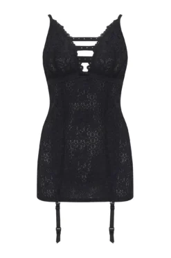 Bling It On Cami Suspender - Black -Curve by Lingerie 241079 20210204112100