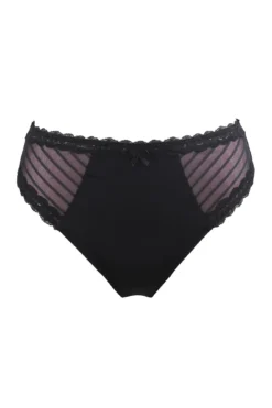 Luxe Linear High Leg Brief - Black/Blush -Curve by Lingerie 241183 20230425135000