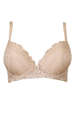 Romance Moulded Plunge Push Up Bra - Almond -Curve by Lingerie 241227 20230628093600