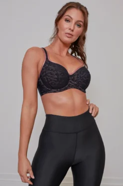 Energy Reach Underwired Lightly Padded Sports Bra - Black Lace -Curve by Lingerie 242212 20210219140400