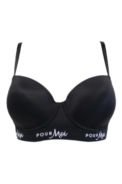 Logo Padded T-shirt Bra - Black -Curve by Lingerie 247380 20230530100500