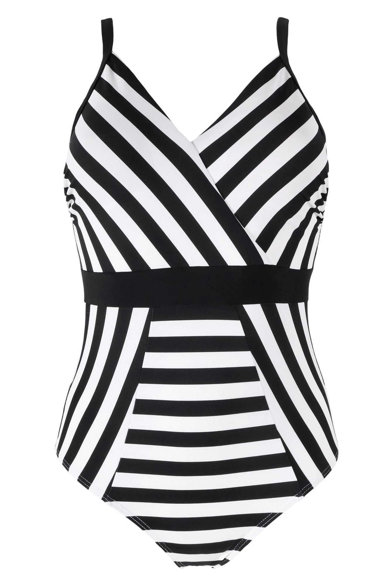 Stripe Panelled Control Swimsuit - Black/White 5 Stripe Panelled Control Swimsuit - Black/White - Image 5