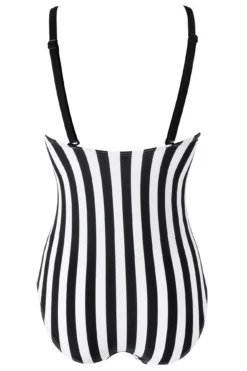 Stripe Panelled Control Swimsuit - Black/White 11 Stripe Panelled Control Swimsuit - Black/White -Curve by Lingerie 251141 20230224113100
