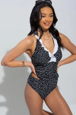 Hot Spots Underwired Tankini Top - Black/White -Curve by Lingerie 252432 20210420172900