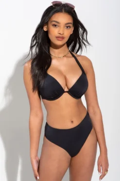 Space Padded Plunge Top - Black -Curve by Lingerie 254019 20210510100100