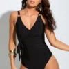 Samoa Wrap Over Control Swimsuit - Black