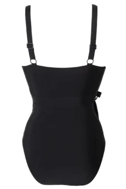 Samoa Wrap Over Control Swimsuit - Black -Curve by Lingerie 256365 20210629095400
