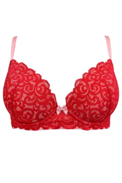 Romance Moulded Plunge Push Up Bra - Red/Pink 10 Romance Moulded Plunge Push Up Bra - Red/Pink -Curve by Lingerie 258248 20230505133800