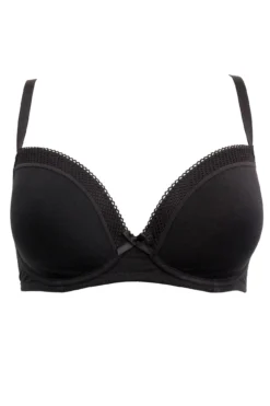 Love To Lounge Cotton T-Shirt Bra - Black -Curve by Lingerie 258301 20210810154100