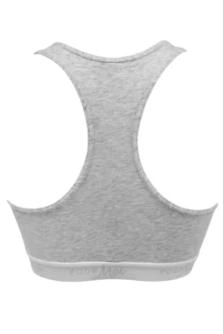 Love To Lounge Logo Cotton Non Wired Crop Top - Grey Marl -Curve by Lingerie 258882 20230526135600