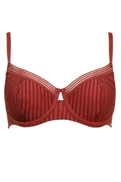 India Stripe Underwired Bra - Chestnut -Curve by Lingerie 262989 20210923093100