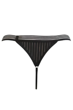 India Stripe Tanga Thong - Black -Curve by Lingerie 263002 20210923093200