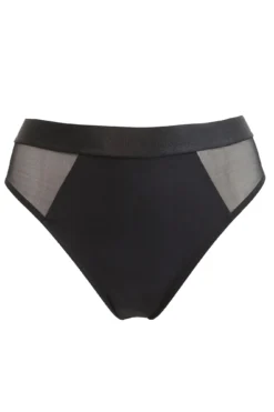 India Mesh And Lace High Leg Brief - Black -Curve by Lingerie 263023 20210923093500