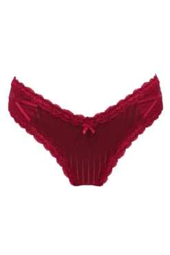 Luxe Linear V Shaped Brazilian Brief - Red/Black -Curve by Lingerie 264013 20220121170800