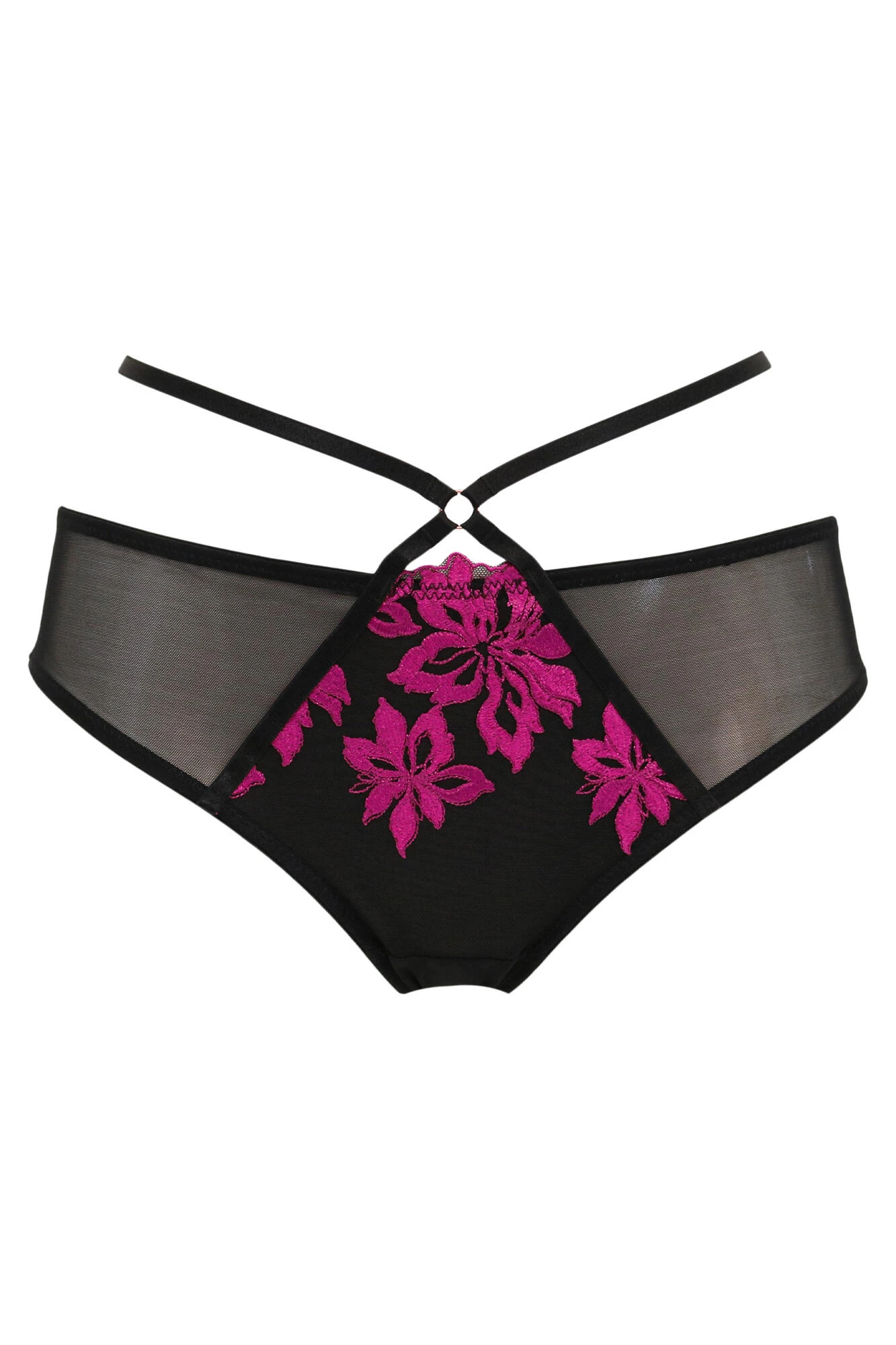 Roxie Strapped Brazilian - Black/Hot Pink 3 Roxie Strapped Brazilian - Black/Hot Pink - Image 3