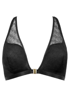 Logo Mania Front Fastening Non Wired Bralette - Black -Curve by Lingerie 269581 20211122095900
