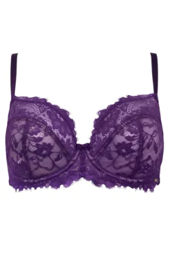 India Eyelash Lace Underwired Bra - Blackberry -Curve by Lingerie 270775 20221117163200