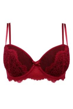 Dark Romance Padded Bra - Red/Black -Curve by Lingerie 270804 20221027165100