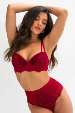 Dark Romance Padded Bra - Red/Black -Curve by Lingerie 270807 20221027165100
