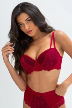 Dark Romance Padded Bra - Red/Black -Curve by Lingerie 270808 20221027165100