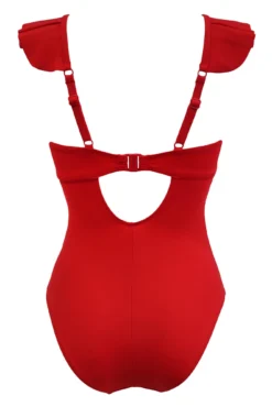 Space Frill Non Wired Swimsuit - Red -Curve by Lingerie 271875 20211214102100