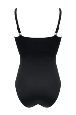 Ruched Pleated Control Swimsuit - Black -Curve by Lingerie 271896 20220209142700