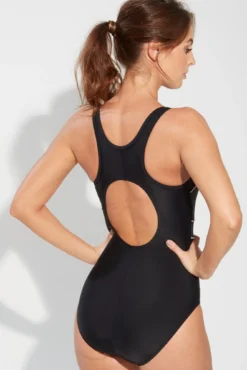 Energy Chlorine Resistant High Neck Zip Front Swim - Black/Pink -Curve by Lingerie 272783 20211216144900