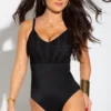 Ruched Pleated Control Swimsuit - Black