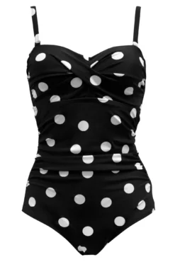 Santa Monica Strapless Control Swimsuit - Black/White -Curve by Lingerie 277216 20220510122200