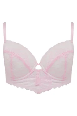 Parisienne Padded Longline Bra - Pink/Cream -Curve by Lingerie 277326 20220504155500