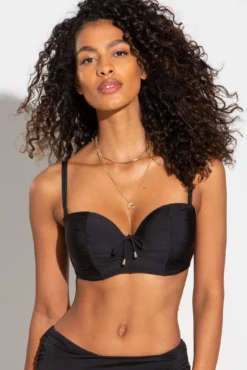 Santa Cruz Strapless Lightly Padded Underwired Top - Black -Curve by Lingerie 279045 20230814153600