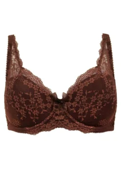 Flora Lightly Padded Underwired Bra - Chocolate -Curve by Lingerie 279461 20230608164300