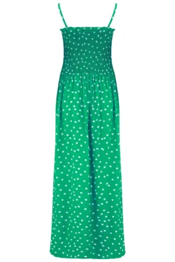 Removable Straps Shirred Bodice Maxi Dress - Green/White -Curve by Lingerie 281092 20230518120900