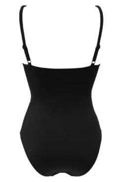 Frill Lace Up Control Swimsuit - Black -Curve by Lingerie 281346 20220503112500