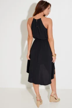 Gold Chain High Neck Beach Dress - Black -Curve by Lingerie 281566 20220404120100