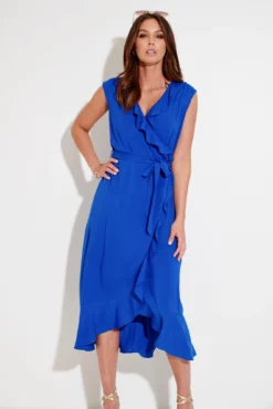Midaxi Wrap Beach Dress - Ultramarine -Curve by Lingerie 281873 20220428133000