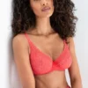 Rebel Underwired Plunge Bra - Coral
